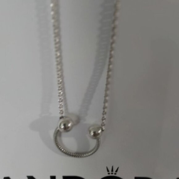 Authentic Pandora Sterling Silver U-shape Charm Pendant Necklace 392747C00-45 - Picture 7 of 16